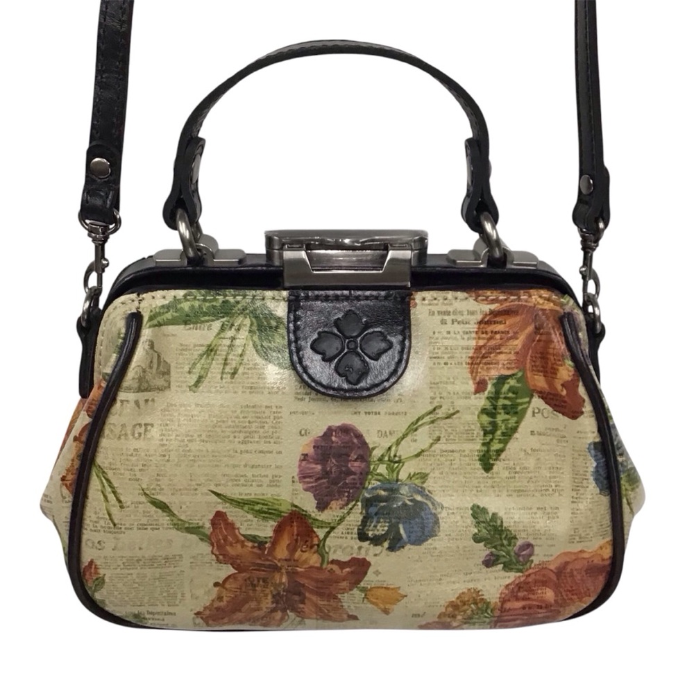 NWOT PATRICIA NASH Gracchi Satchel Bag Floral Parisian Newspaper